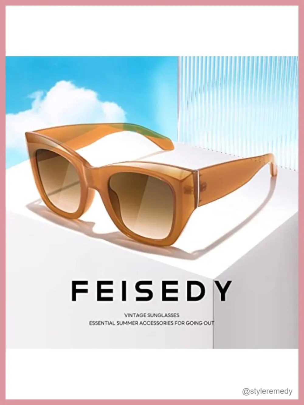 Oversized Square Retro Sunglasses UV400 Protection